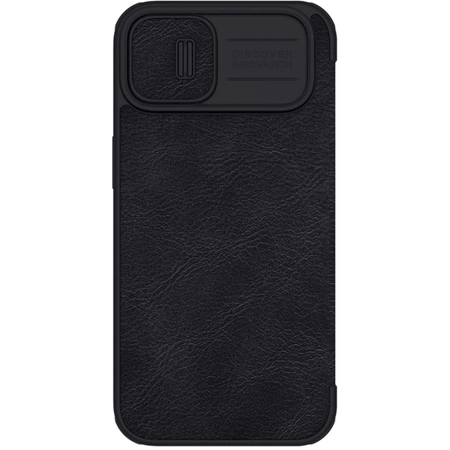 Nillkin Qin Leather Pro Case etui iPhone 14 Plus osłona na aparat kabura pokrowiec obudowa z klapką czarny