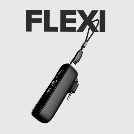 SBS Hybrid PD 20W 5000mAh Power Bank with Built-in Cable and Foldable Plug - Black