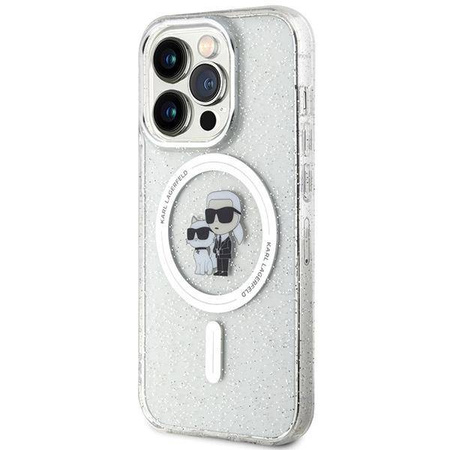 Karl Lagerfeld Karl&amp;Choupette Glitter MagSafe case for iPhone 15 Pro - transparent