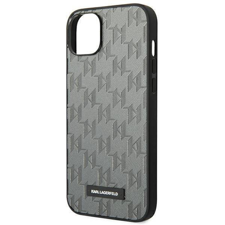 Oryginalne Etui IPHONE 14 PLUS Karl Lagerfeld Hardcase Saffiano Mono Metal Logo (KLHCP14MSAKLHPG) szare