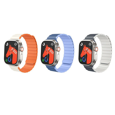 HOCO pasek silikonowy magnetyczny do Apple Watch 38 / 40 / 41 mm AS102 ciemny niebieski z jasnym niebieskim