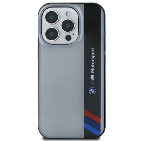 Etui BMW Motosport IML Vertical Stripe na iPhone 16 Pro - szare