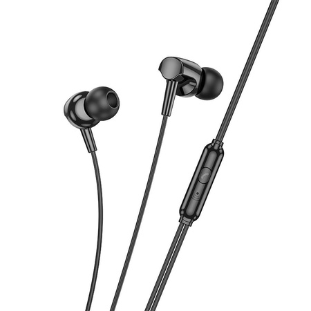 HOCO zestaw słuchawkowy / słuchawki dokanałowe jack 3,5mm z mikrofonem M112 czarne