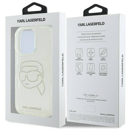 Oryginalne Etui IPHONE 16 PRO MAX Karl Lagerfeld Hardcase IML Rhinestones Karl Head (KLHCP16XHKHDCELT) transparentne