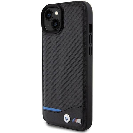 Etui BMW Leather Carbon na iPhone 15 Plus - czarne