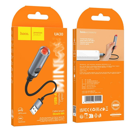 HOCO adapter zapalniczki na złącze USB A UA30 0,3 m czarny