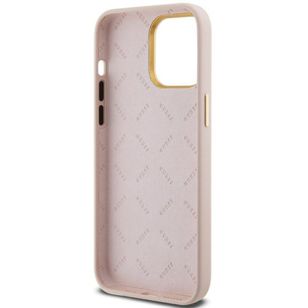 Guess nakładka do iPhone 15 Pro 6,1&quot; GUHCP15LSMBSLP różowa HC SILICONE SCRIPT METAL LOGO & FRAME
