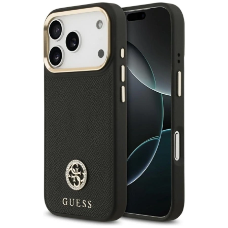 Guess Grained Strass Logo MagSafe case for iPhone 17 Pro - black
