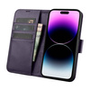 iCarer Wallet Case 2in1 etui iPhone 14 Pro skórzany pokrowiec z klapką Anti-RFID ciemnofioletowy (WMI14220726-DP)