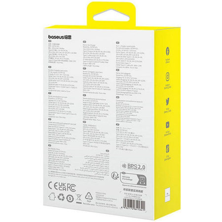 Baseus Enjoyment USB-C car charger with USB-C / Lightning 60W cable - black