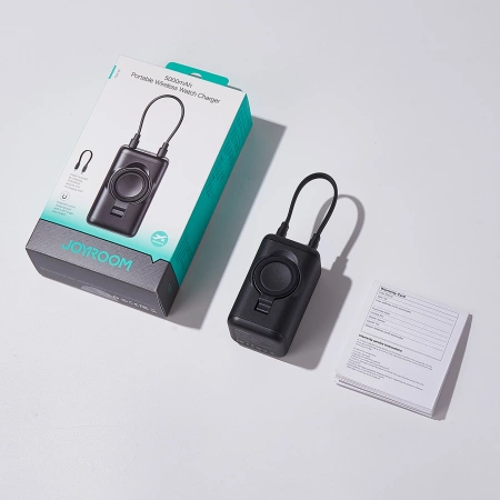 Joyroom JR-W13 5000 mAh Wireless Power Bank für Apple Watch + USB-C und Lightning – Schwarz