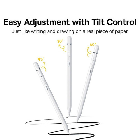 BASEUS rysik do telefonu pojemnościowy Stylus Writing 2 Lite LED (wersja aktywna + kabel USB A do Lightning 8-pin) 130 mAh biały P80015806211-03/BS-PS028