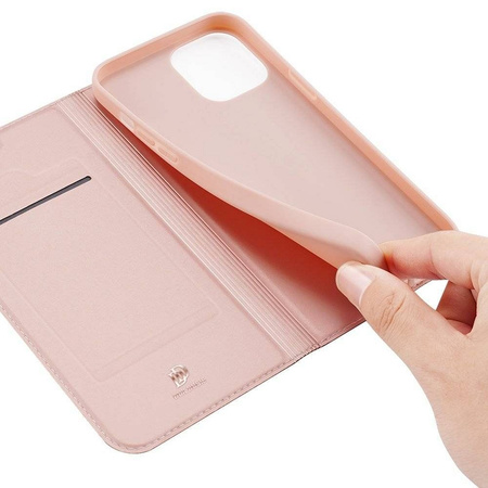 Etui IPHONE 13 PRO z klapką Dux Ducis skórzane Skin Leather jasny róż
