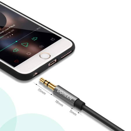 Ugreen przewód kabel przedłużacz AUX 3,5 mm mini jack 1m srebrny (10592)