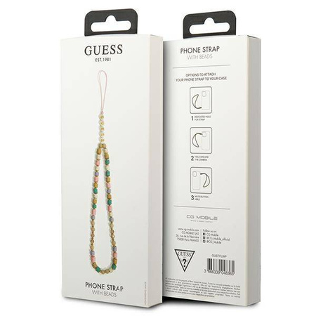 Guess zawieszka GUSTFLWP Phone Strap różowy/pink Heishi Beads
