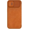 Nillkin Qin Leder Pro Hülle iPhone 14 Plus Kamera Cover Holster Cover Flip Case Braun