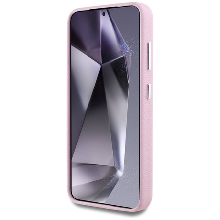 Original Case SAMSUNG GALAXY S25 Karl Lagerfeld Saffiano Full Wrapped Elongated Metal Logo MagSafe pink