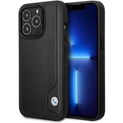 Oryginalne Etui IPHONE 14 PRO MAX BMW Hardcase Leather Blue Dots (BMHCP14X22RBDK) czarne