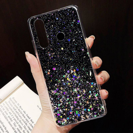 Schutzhülle IPHONE 14 Sequins Glue Glitter Case schwarz