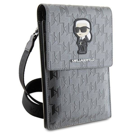 Bag Karl Lagerfeld Saffiano Monogram Ikonik (KLWBSAKHPKG) silver