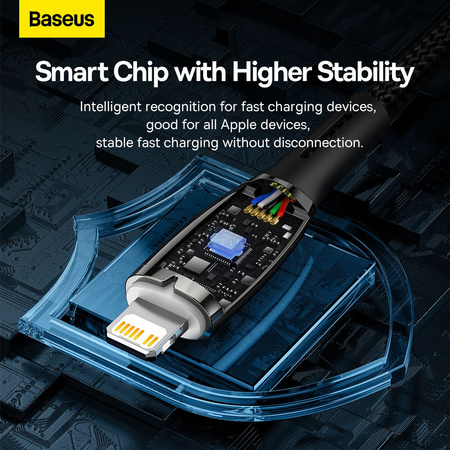 BASEUS kabel Typ C do Apple Lightning 8-pin Power delivery 20W Glimmer Series CADH000101 2m czarny