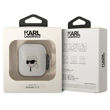 Original Handyhülle APPLE AIRPODS Karl Lagerfeld Karl`s Head (KLA2HNIKTCT) transparent