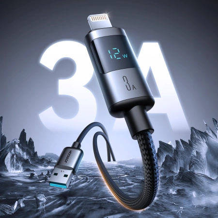 Joyroom S-A16 Pro Prism Series 3A USB-A - Lightning Kabel mit Display 1,2 m - Schwarz
