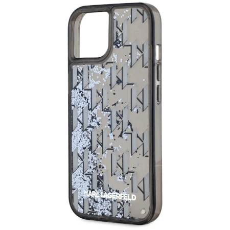 Karl Lagerfeld Liquide Glitter Monogram Gradient iPhone 15 Case - Black