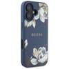 Schutzhülle IPHONE 16 Guess Grained Printed Flower Pattern MagSafe blau