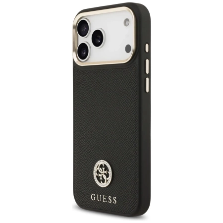 Etui Guess Grained Strass Logo MagSafe na iPhone 17 Pro Max - czarne
