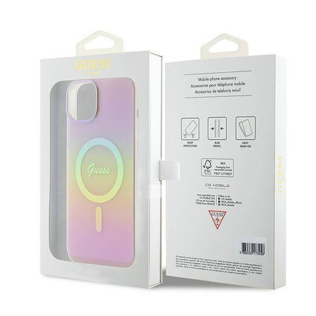 Original Case APPLE IPHONE 15 PLUS Guess Hardcase IML Iridescent MagSafe (GUHMP15MHITSP) pink