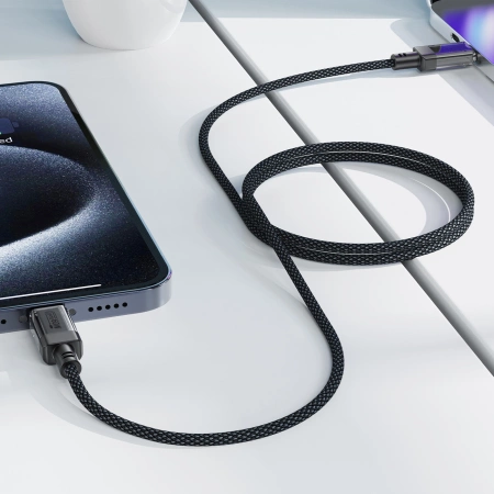 Acefast C12 USB-C / USB-C PD-Kabel 60 W 480 MB/mit Nylongeflecht – Schwarz