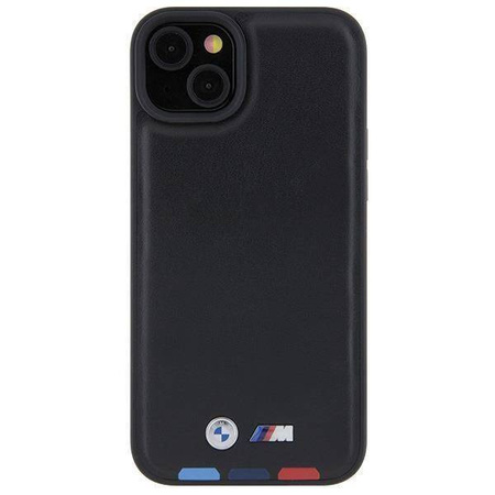 BMW BMHCP15M22PTDK iPhone 15 Plus 6,7" schwarz/schwarzer Lederstempel Tricolor