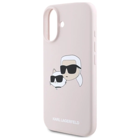 Karl Lagerfeld Silikonhülle Heads Print MagSafe für iPhone 16 - Rosa