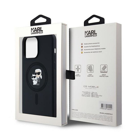Oryginalne Etui KARL LAGERFELD hardcase Silicone Karl & Choupette Ring MagSafe KLHMP15XSCMKCRHK do Iphone 15 Pro Max czarny