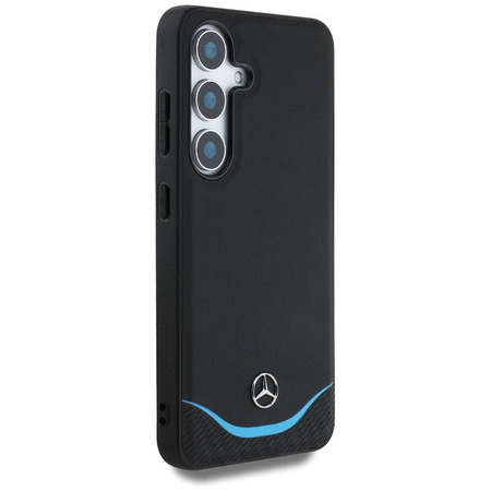 Original Handyhülle SAMSUNG GALAXY S25 Mercedes Leather Contrasted Blue Horizontal Curve MagSafe schwarz