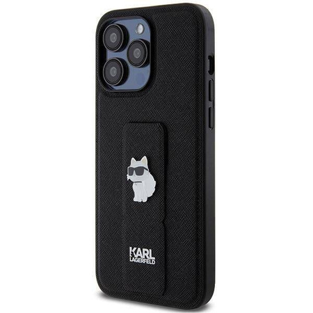 Karl Lagerfeld nakładka do iPhone 13 Pro 6,1" KLHCP13LGSACHPK HC GRIPSTAND SAFFIANO CHOUPETTE PINS czarna