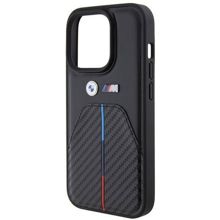 Etui BMW Stamped Tricolor Stripe na iPhone 15 Pro - czarne