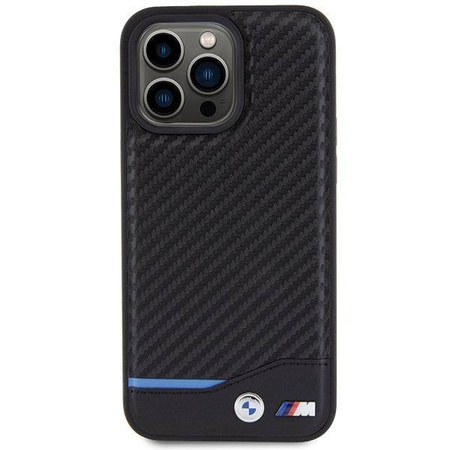 BMW Leder-Carbon-Hülle für iPhone 15 Pro Max – Schwarz