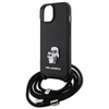 Karl Lagerfeld Crossbody Saffiano Metal Pin Karl &amp; Choupette Hülle für iPhone 15 – Schwarz