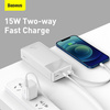 Baseus Bipow powerbank with display 30000mAh 15W white (Overseas Edition) + USB-A - Micro USB cable 0.25m white (PPBD050202)