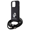 Karl Lagerfeld Crossbody Saffiano Metal Pin Karl &amp; Choupette case for iPhone 15 Pro - black