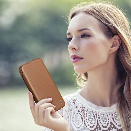 iCarer CE Premium Leather Folio Case skórzane etui iPhone 14 Pro z klapką magnetyczne MagSafe brązowy (WMI14220714-BN)