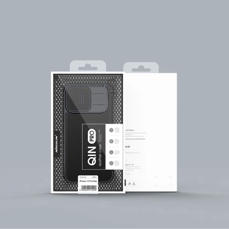 Nillkin Qin Cloth Pro Case Schutzhülle für iPhone 14 Pro Max, Kamera-Abdeckung, Holster-Abdeckung, Klapphülle, Blau
