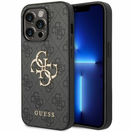 Guess 4G Big Metal Logo Hülle für iPhone 15 Pro Max – Grau