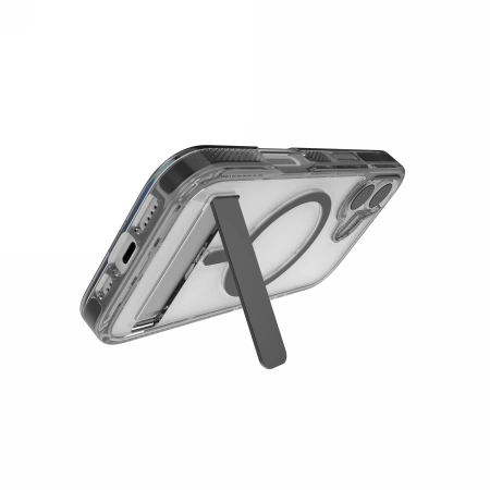 ZAGG Santa Cruz Snap KS MagSafe Hülle mit Ständer für iPhone 17 – Transparent und Schwarz