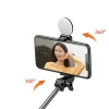 Selfie-Stick WH1YXS Teleskopstativ 1 m mit runder Lampe und Telefonhalter – Schwarz