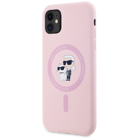 Karl Lagerfeld Silicone Karl&amp;Choupette MagSafe iPhone 11 Case - Pink