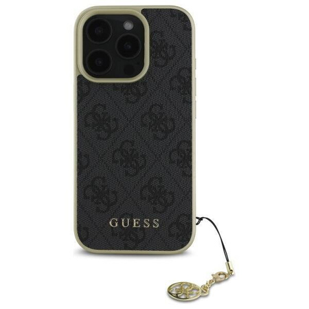 Original Handyhülle IPHONE 16 PRO MAX Guess Hardcase 4G Charms Collection (GUHCP16XGF4GGR) schwarz