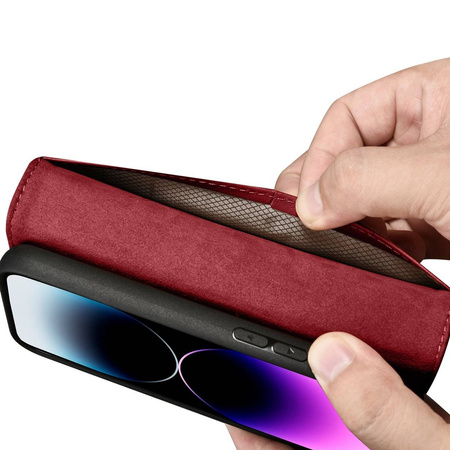 iCarer Wallet Case 2in1 iPhone 14 Pro Max Leder Flip Cover Anti-RFID rot (WMI14220728-RD)